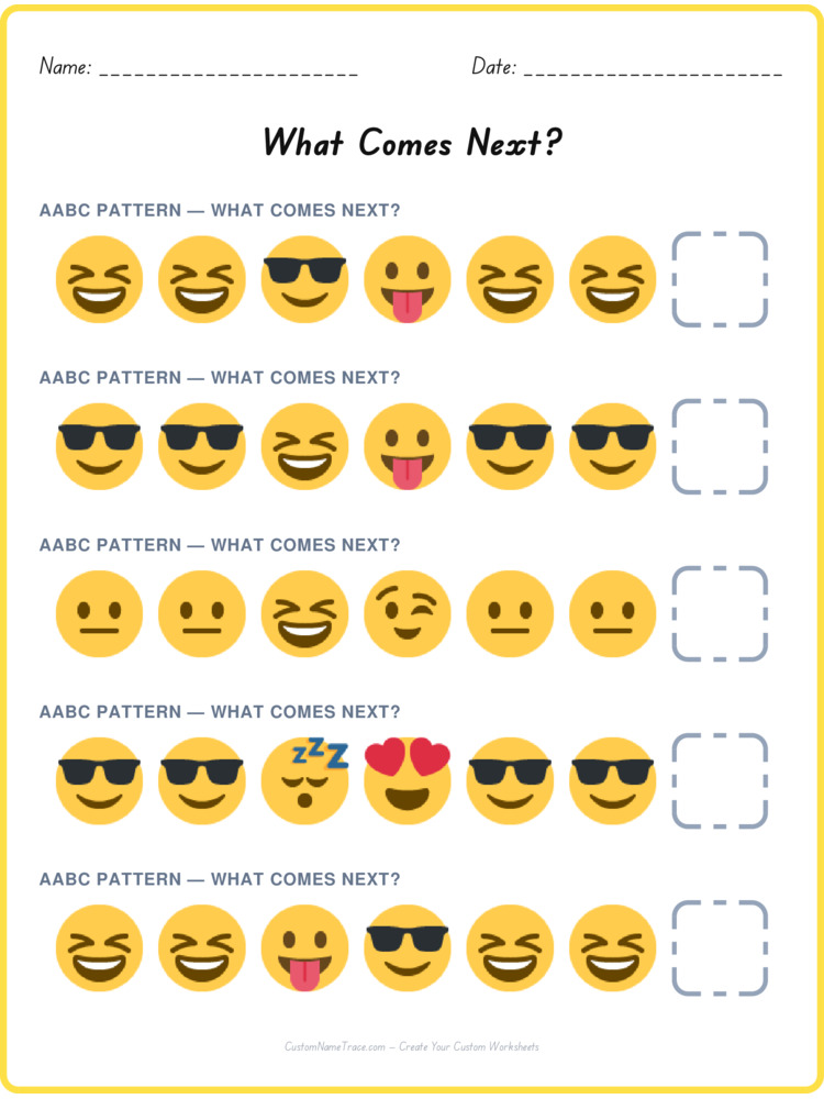 aabc - a bundle of 10 printable pattern worksheets for kids