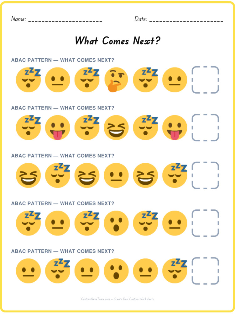 abac - a bundle of 10 printable pattern worksheets for kids