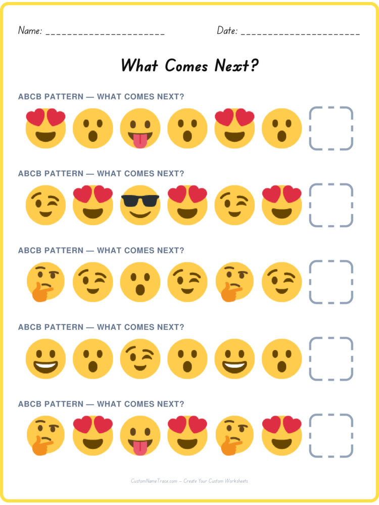 abcb - a bundle of 10 printable pattern worksheets for kids