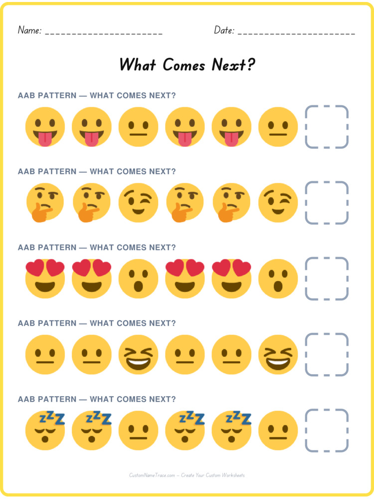 AAB pattern worksheet 29 for kids