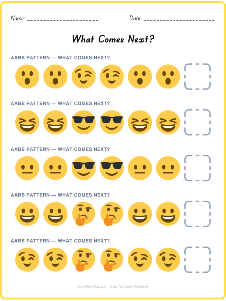 AABB pattern worksheet 13 for kids