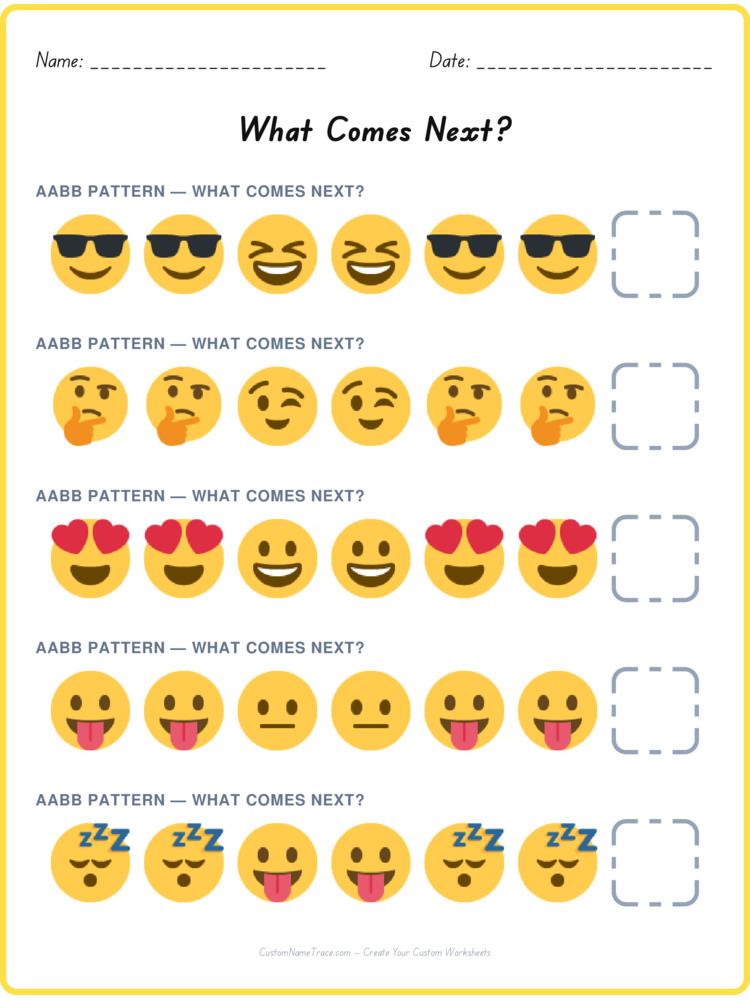 AABB pattern worksheet 14 for kids