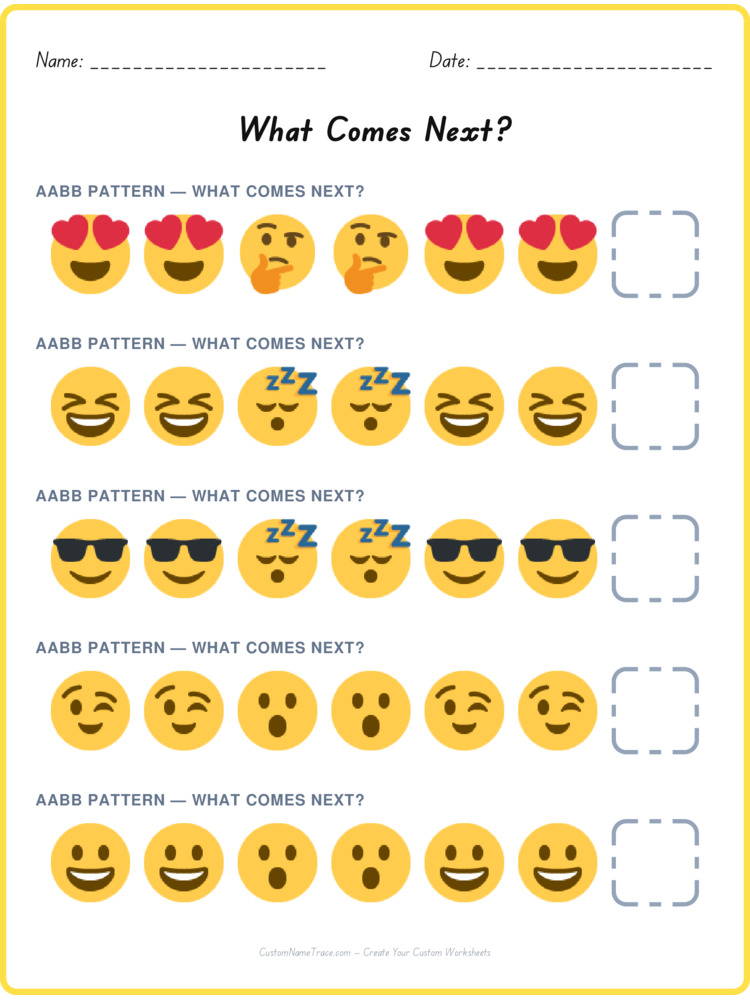 AABB pattern worksheet 15 for kids