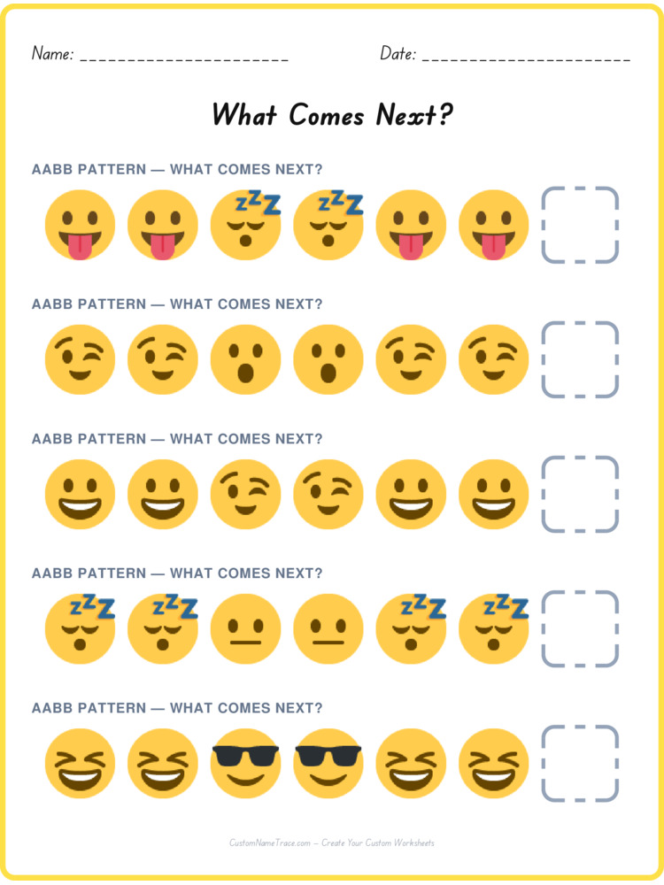 AABB pattern worksheet 16 for kids