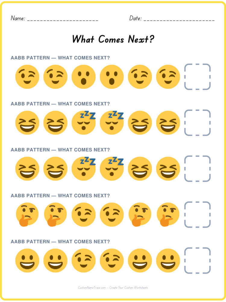 AABB pattern worksheet 17 for kids