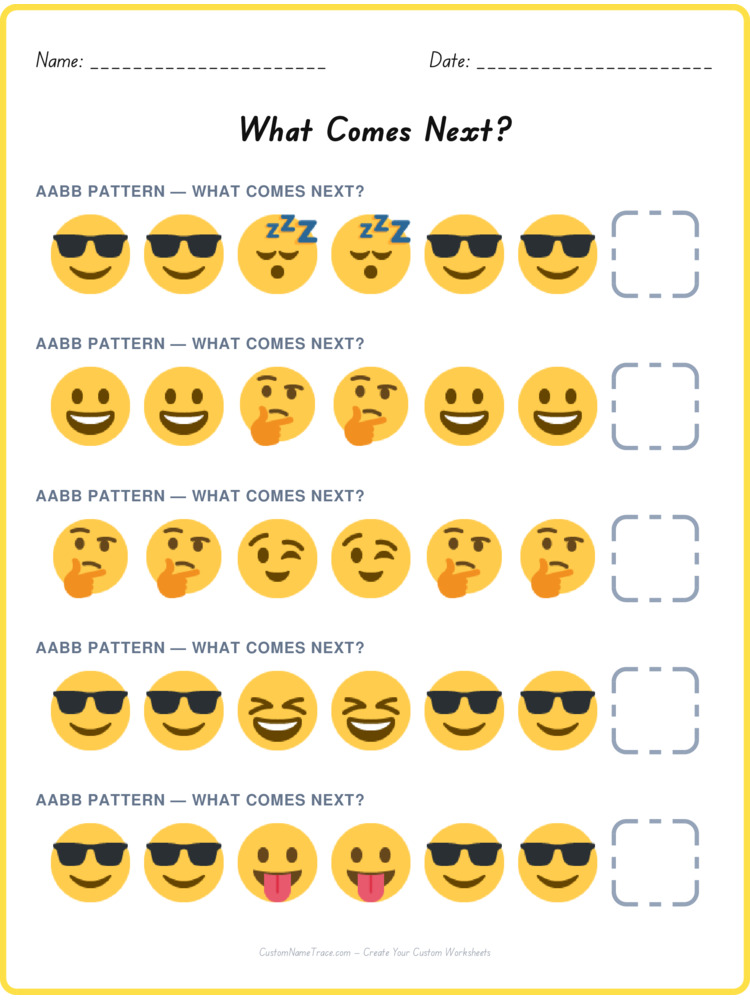 AABB pattern worksheet 22 for kids