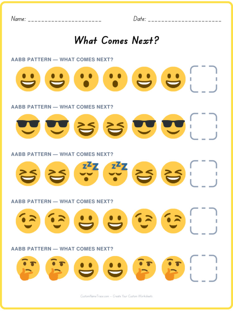 AABB pattern worksheet 23 for kids