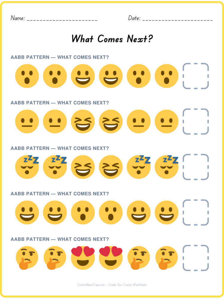 AABB pattern worksheet 25 for kids