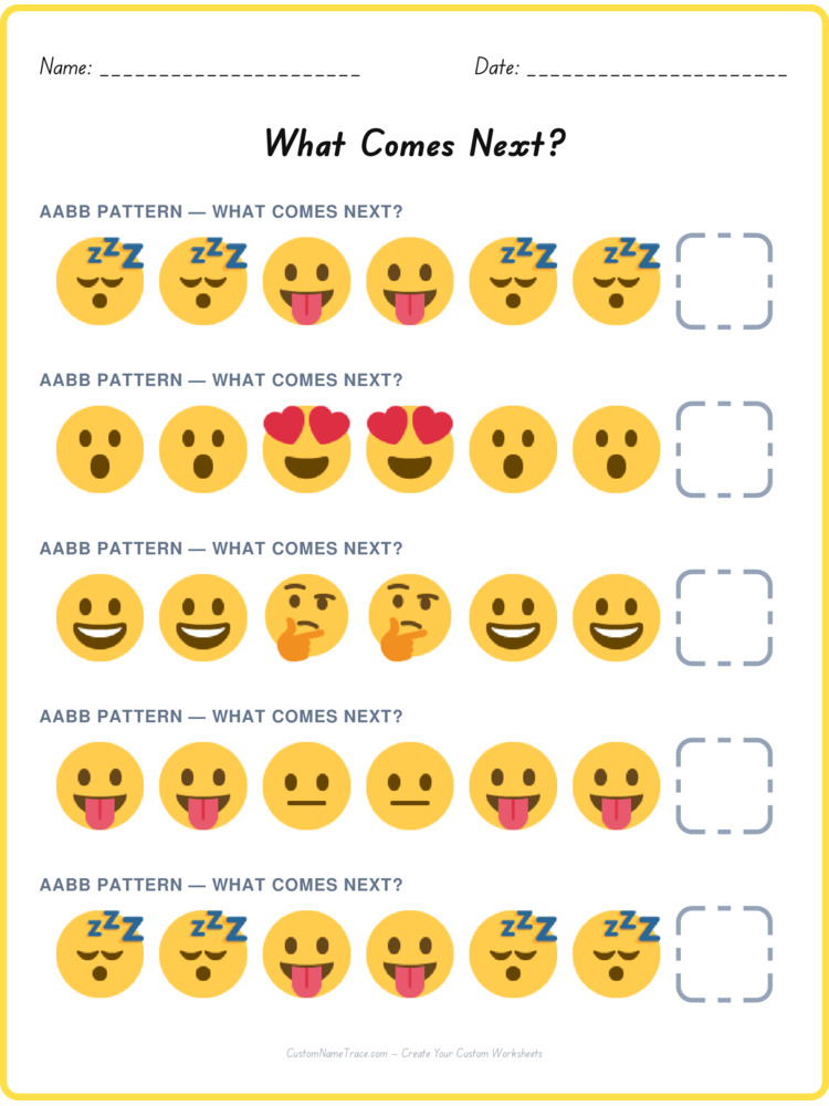 AABB pattern worksheet 26 for kids