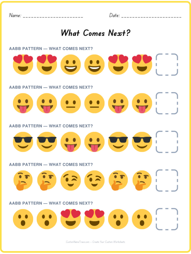 AABB pattern worksheet 27 for kids