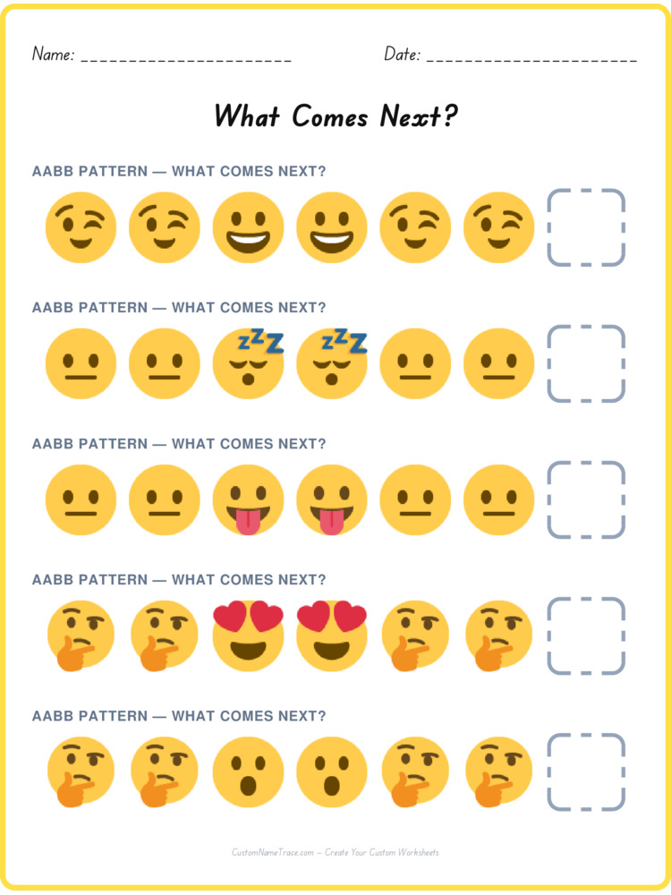 AABB pattern worksheet 29 for kids