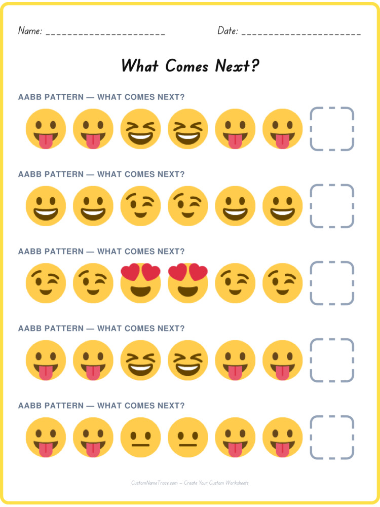 AABB pattern worksheet 31 for kids