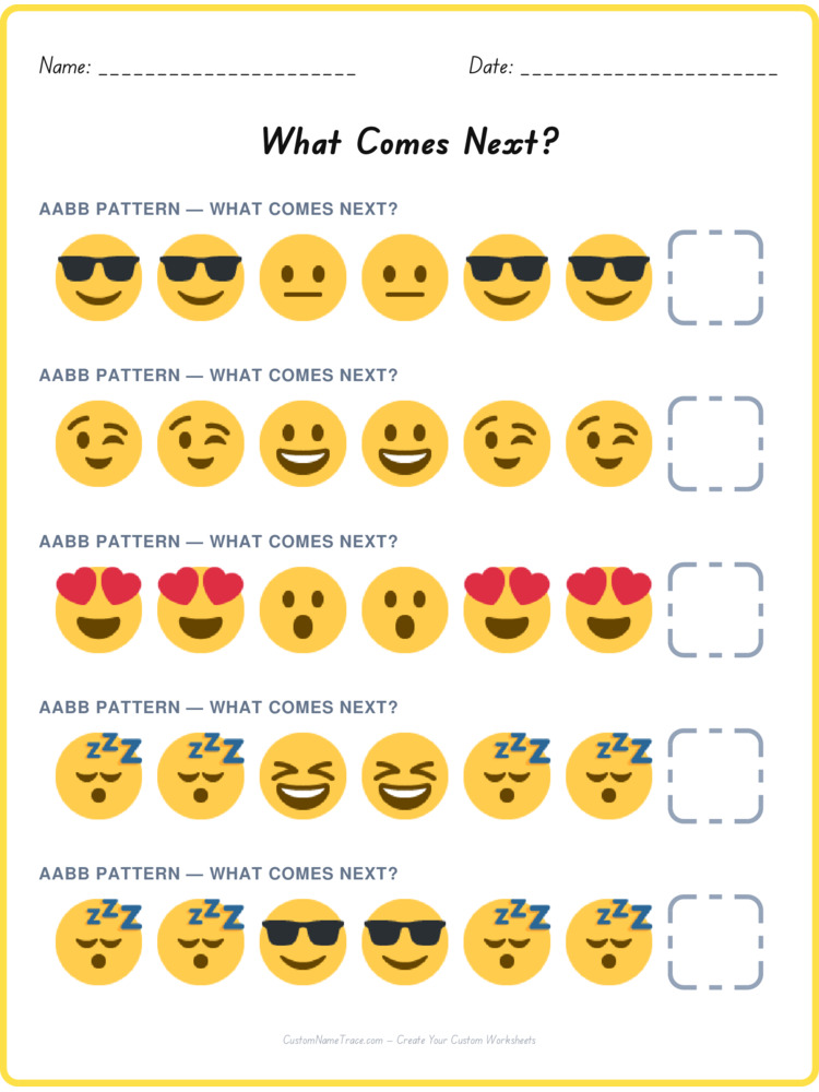 AABB pattern worksheet 33 for kids