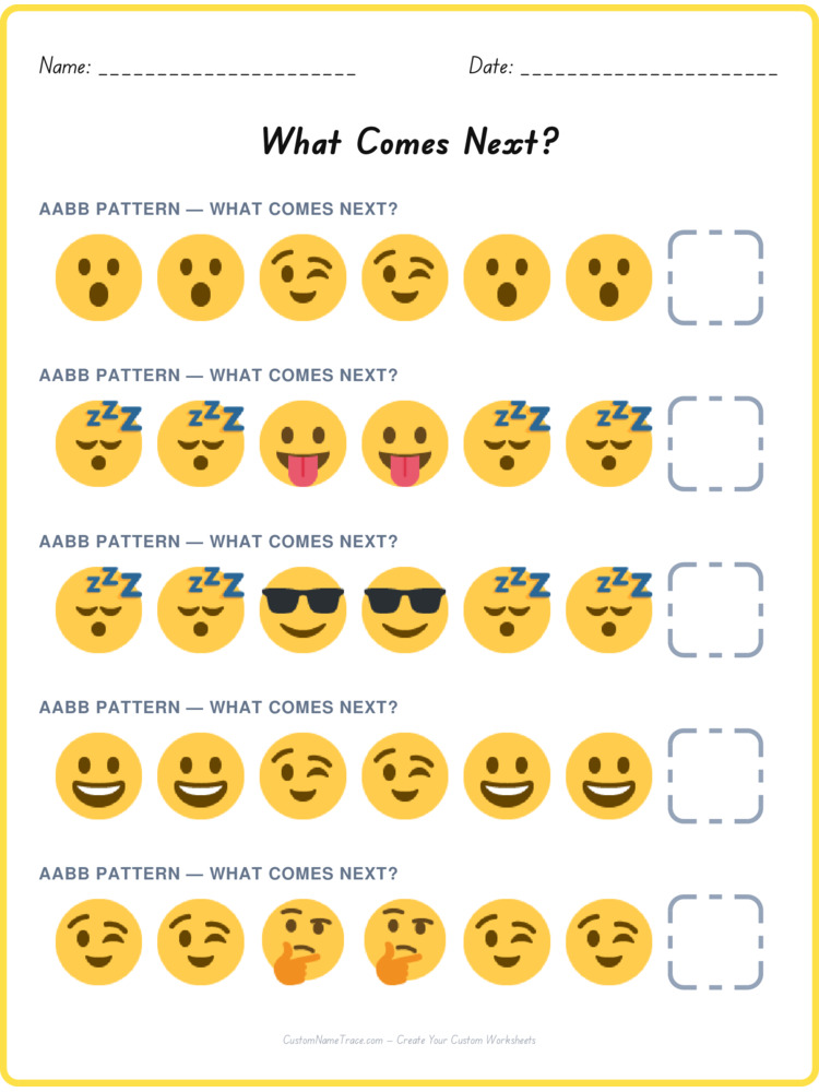 AABB pattern worksheet 36 for kids