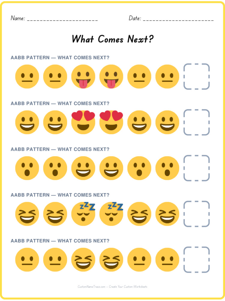 AABB pattern worksheet 37 for kids