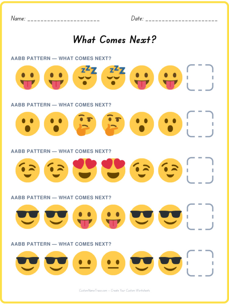 AABB pattern worksheet 39 for kids