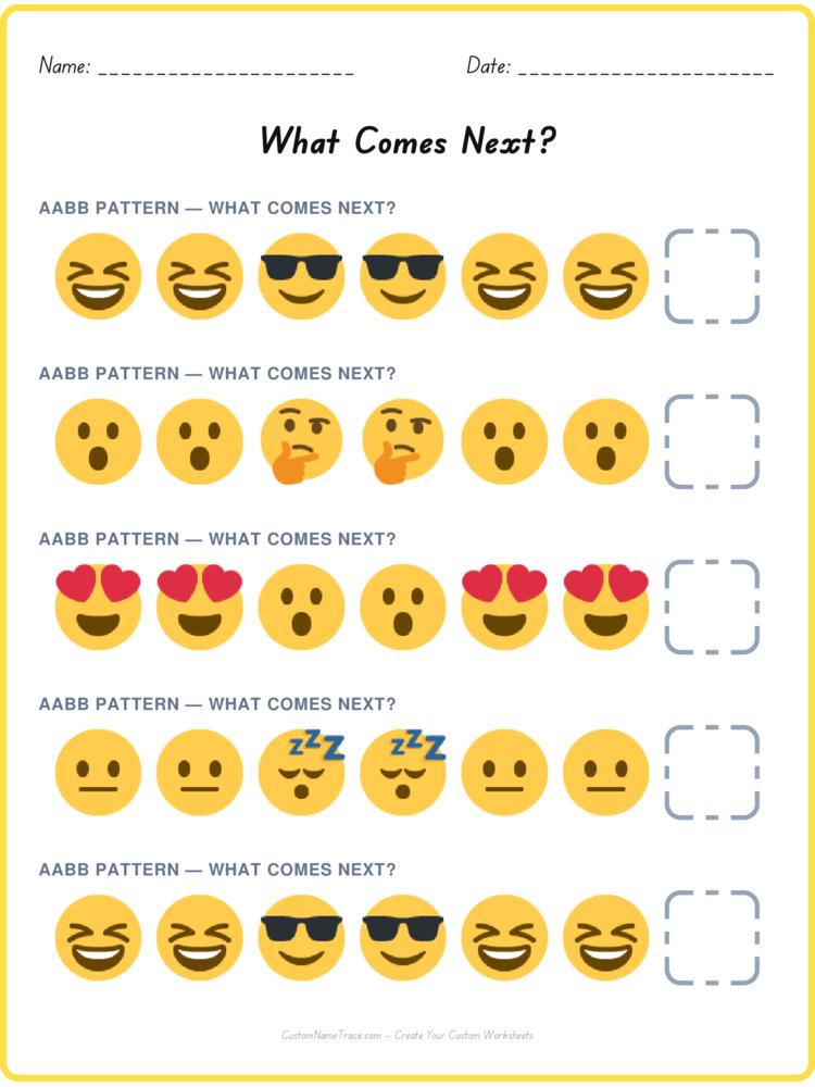 AABB pattern worksheet 40 for kids