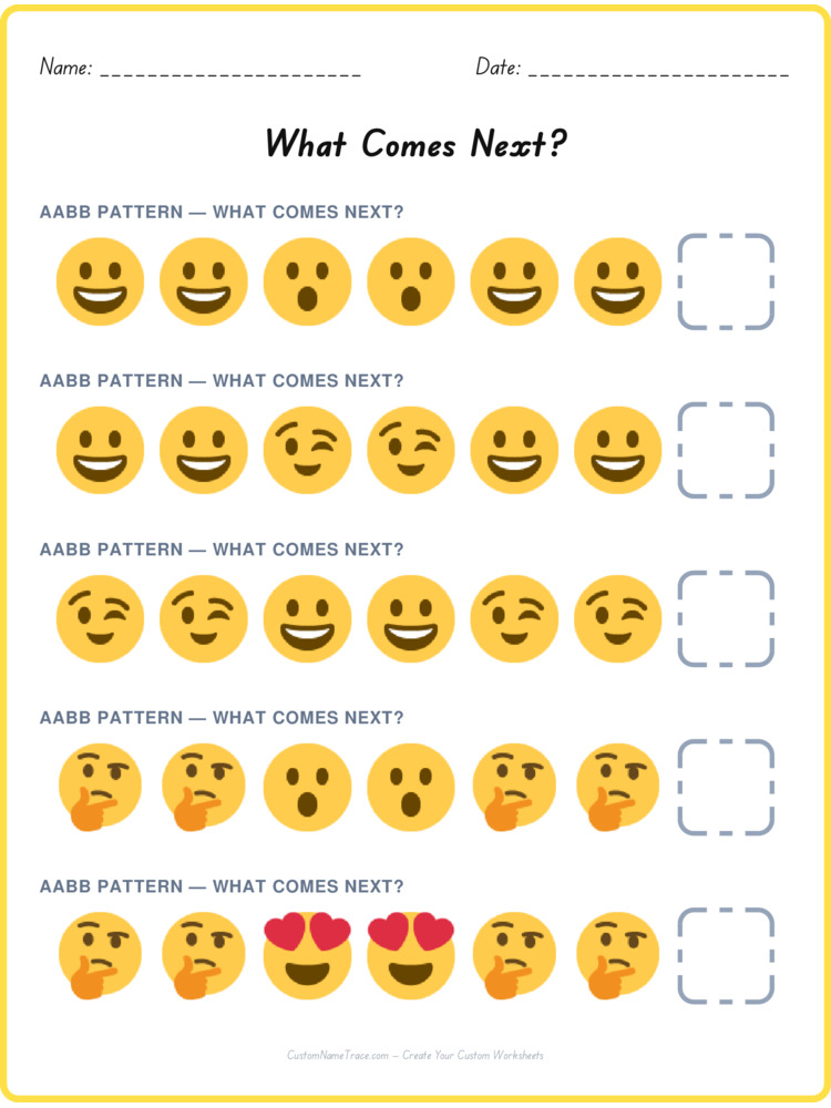 AABB pattern worksheet 8 for kids