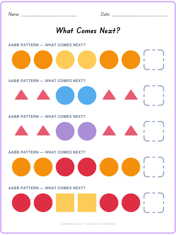 AABB pattern worksheet 13 for kids
