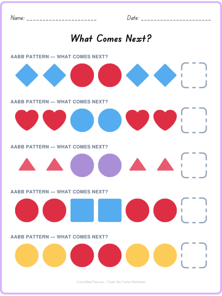 AABB pattern worksheet 15 for kids