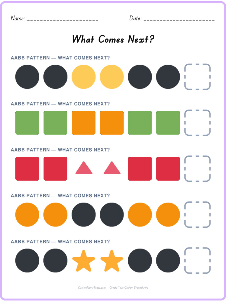 AABB pattern worksheet 19 for kids