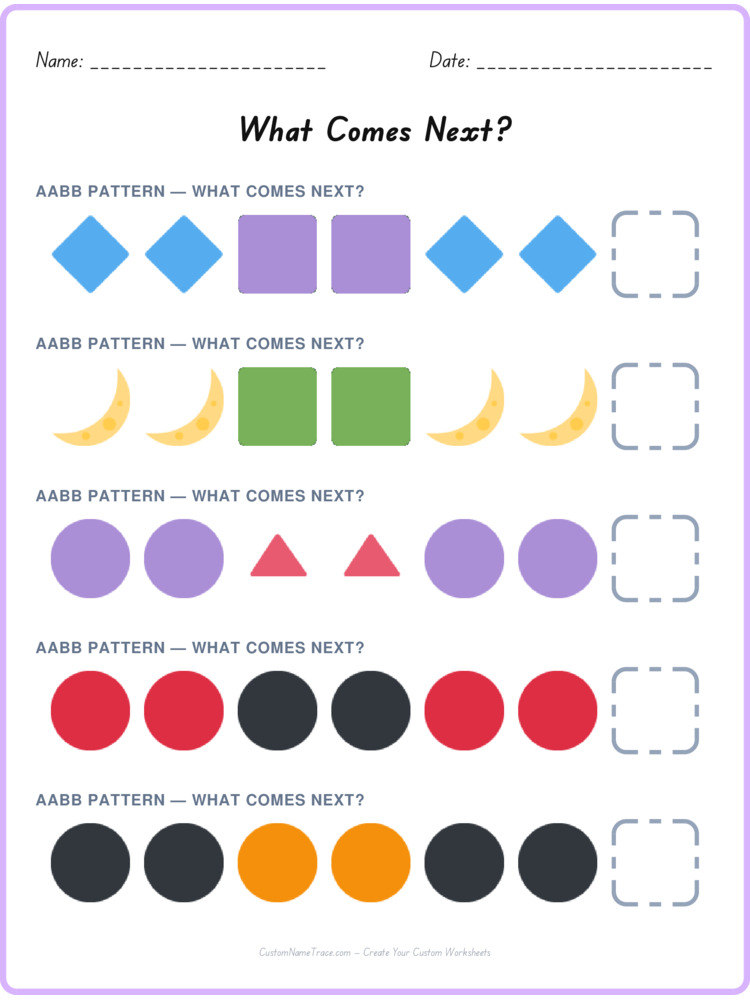 AABB pattern worksheet 21 for kids