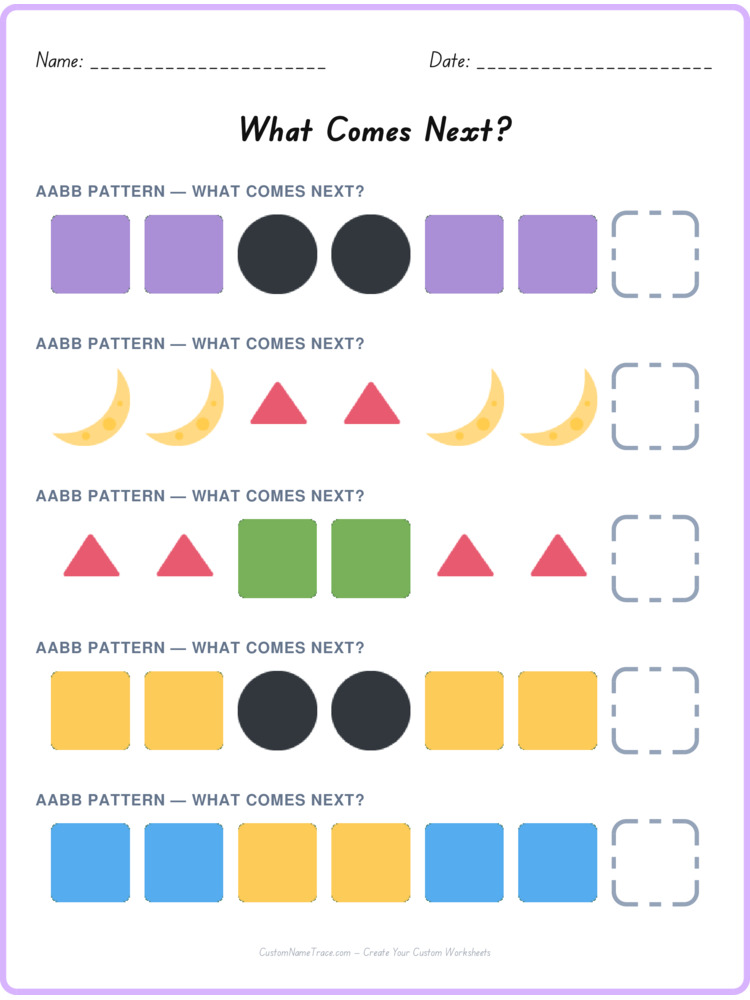 AABB pattern worksheet 27 for kids