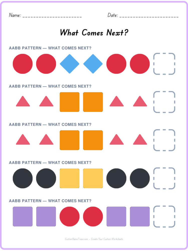 AABB pattern worksheet 32 for kids