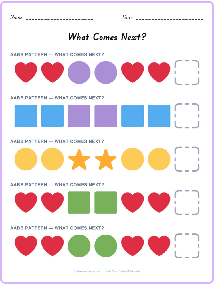 AABB pattern worksheet 33 for kids