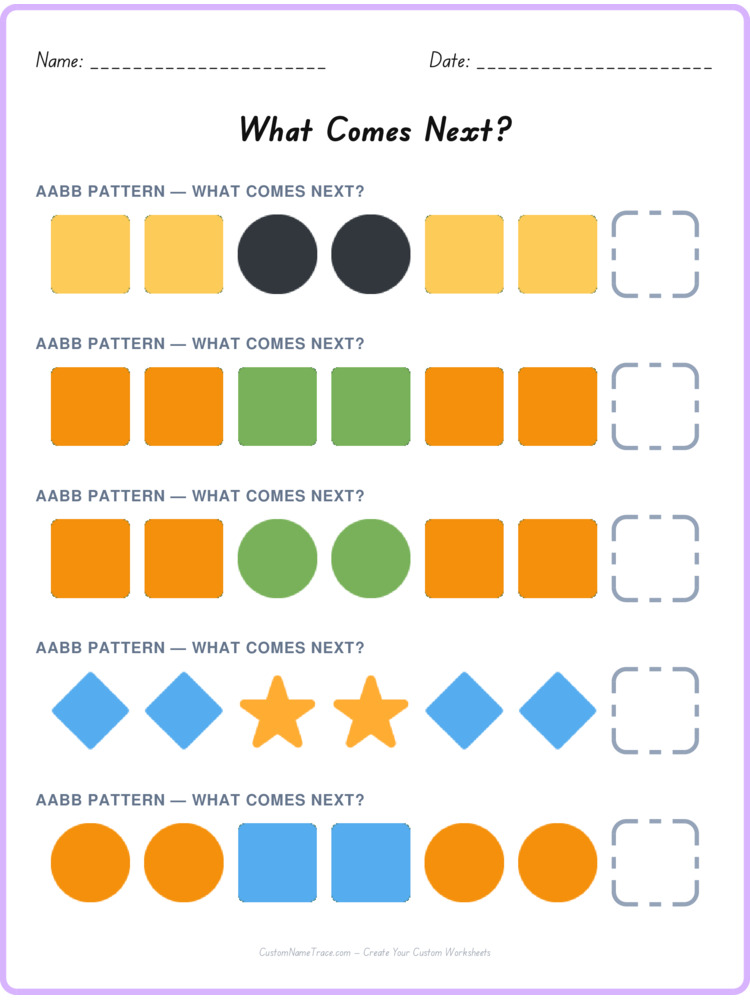 AABB pattern worksheet 34 for kids