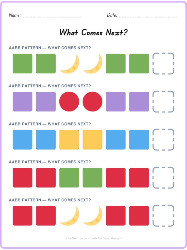 AABB pattern worksheet 37 for kids