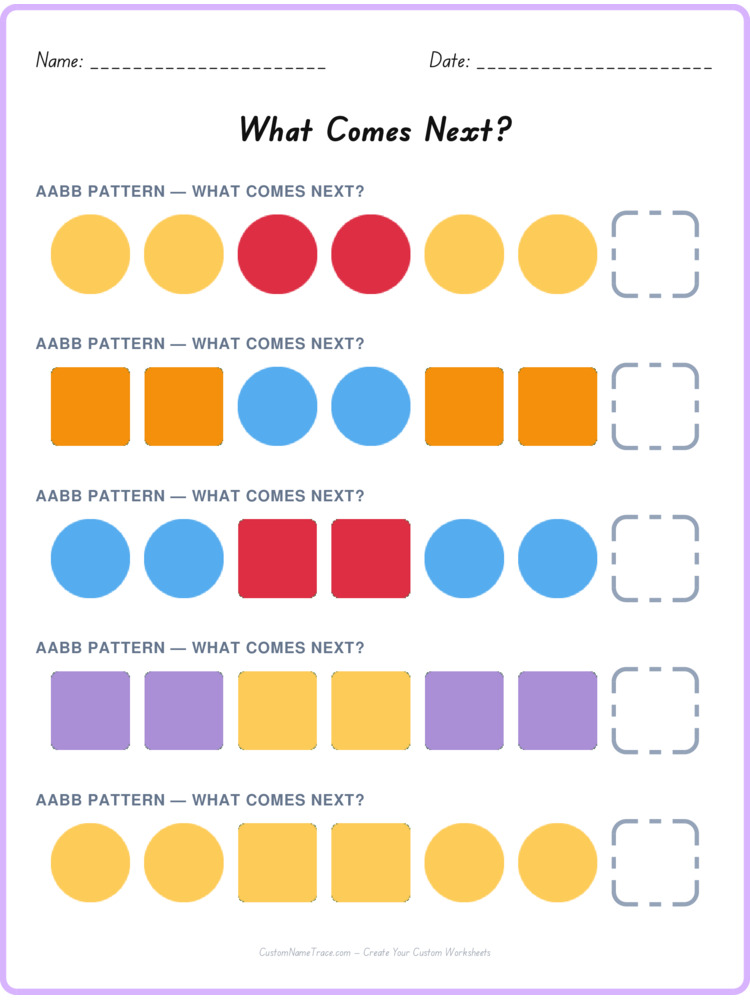 AABB pattern worksheet 38 for kids