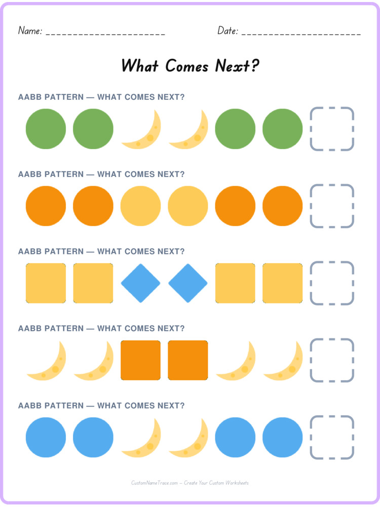 AABB pattern worksheet 39 for kids