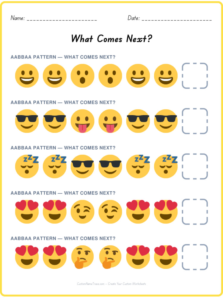 AABBAA pattern worksheet 10 for kids