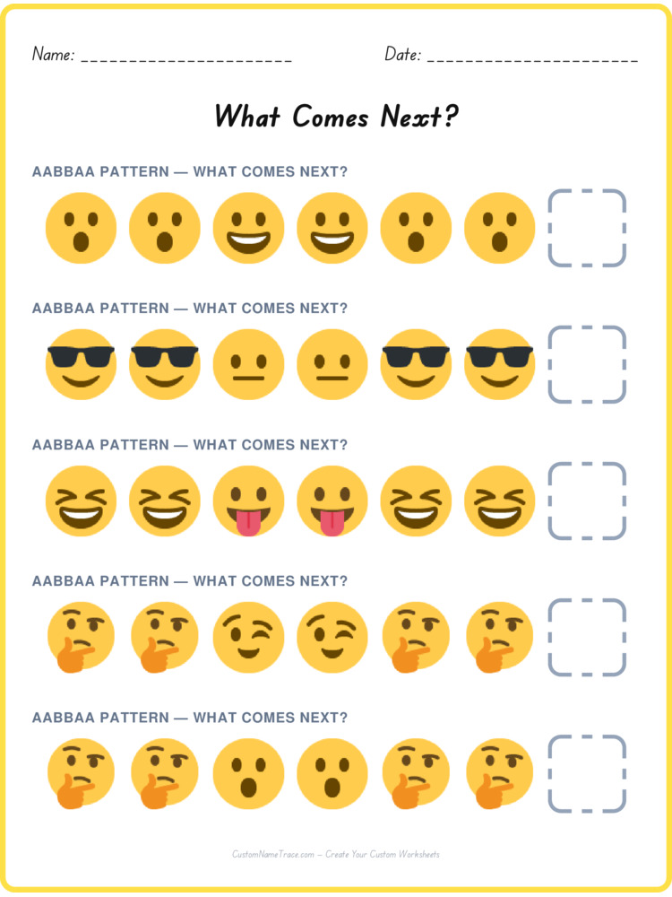 AABBAA pattern worksheet 12 for kids