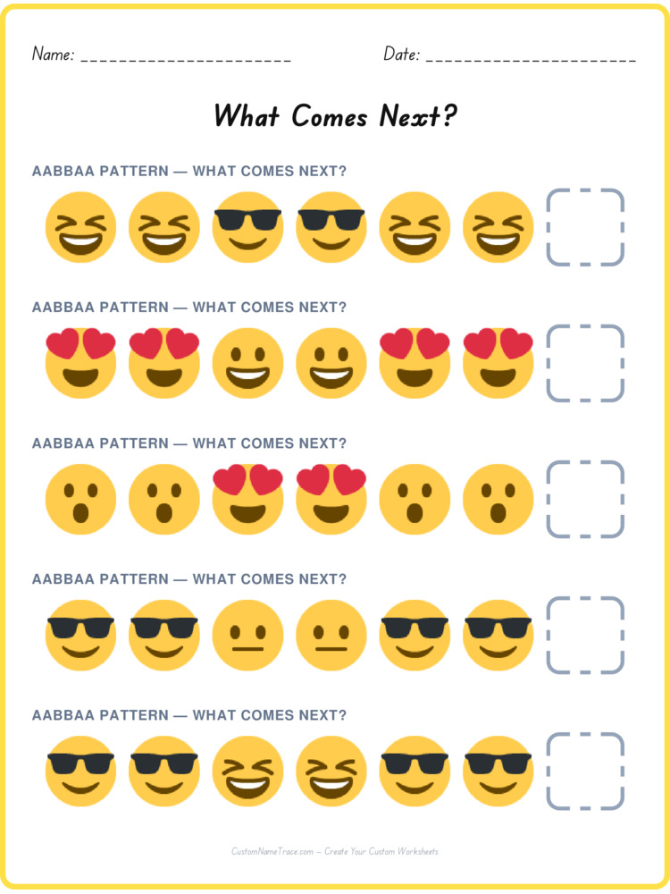 AABBAA pattern worksheet 13 for kids