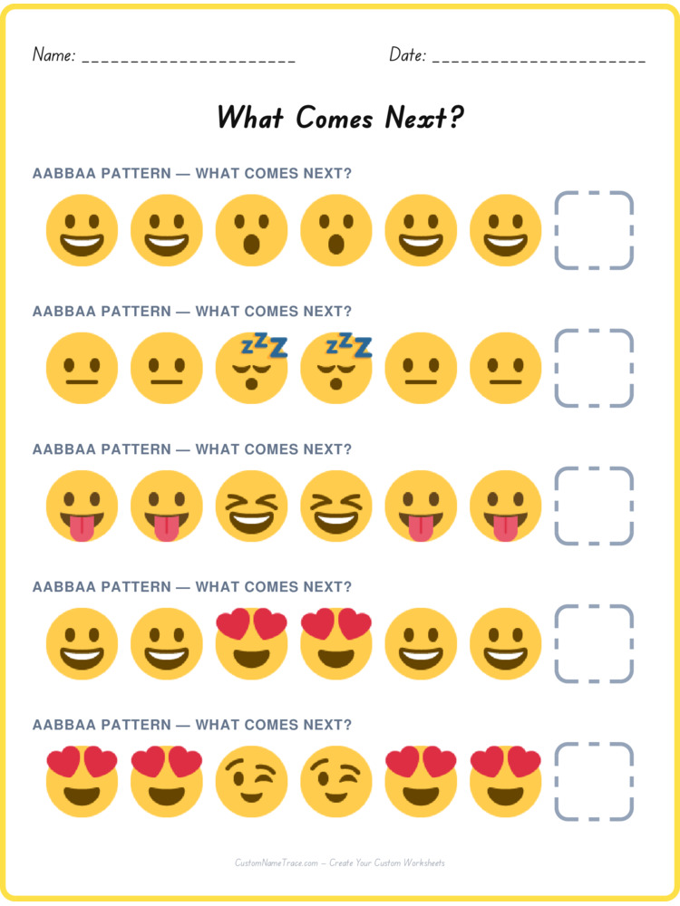 AABBAA pattern worksheet 18 for kids
