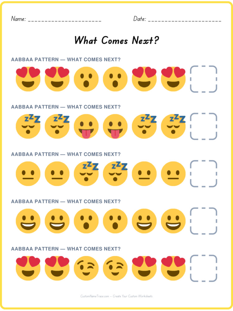 AABBAA pattern worksheet 20 for kids