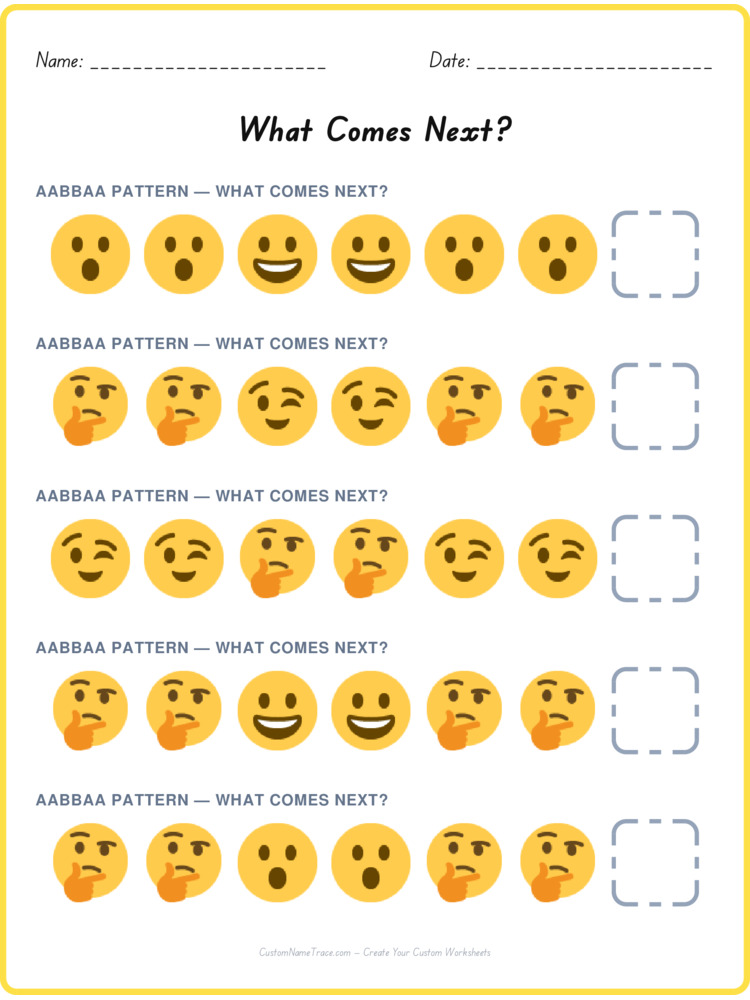 AABBAA pattern worksheet 3 for kids