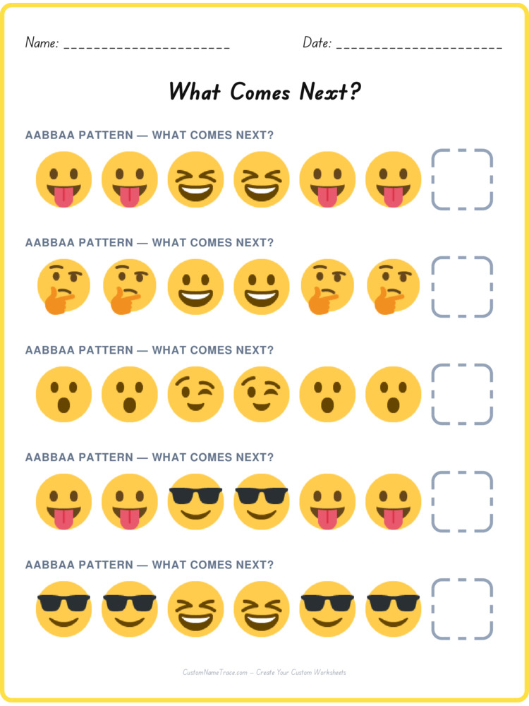 AABBAA pattern worksheet 30 for kids