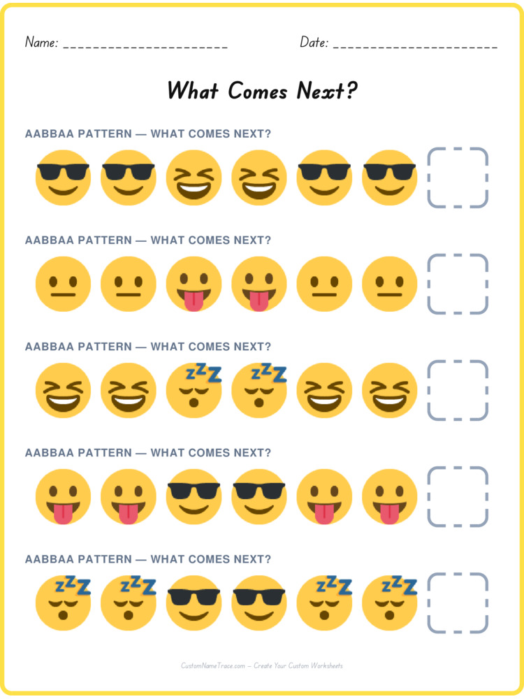 AABBAA pattern worksheet 4 for kids