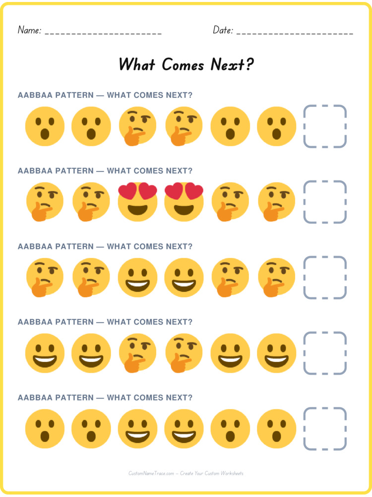 AABBAA pattern worksheet 5 for kids