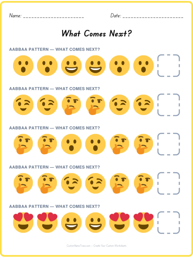 AABBAA pattern worksheet 7 for kids