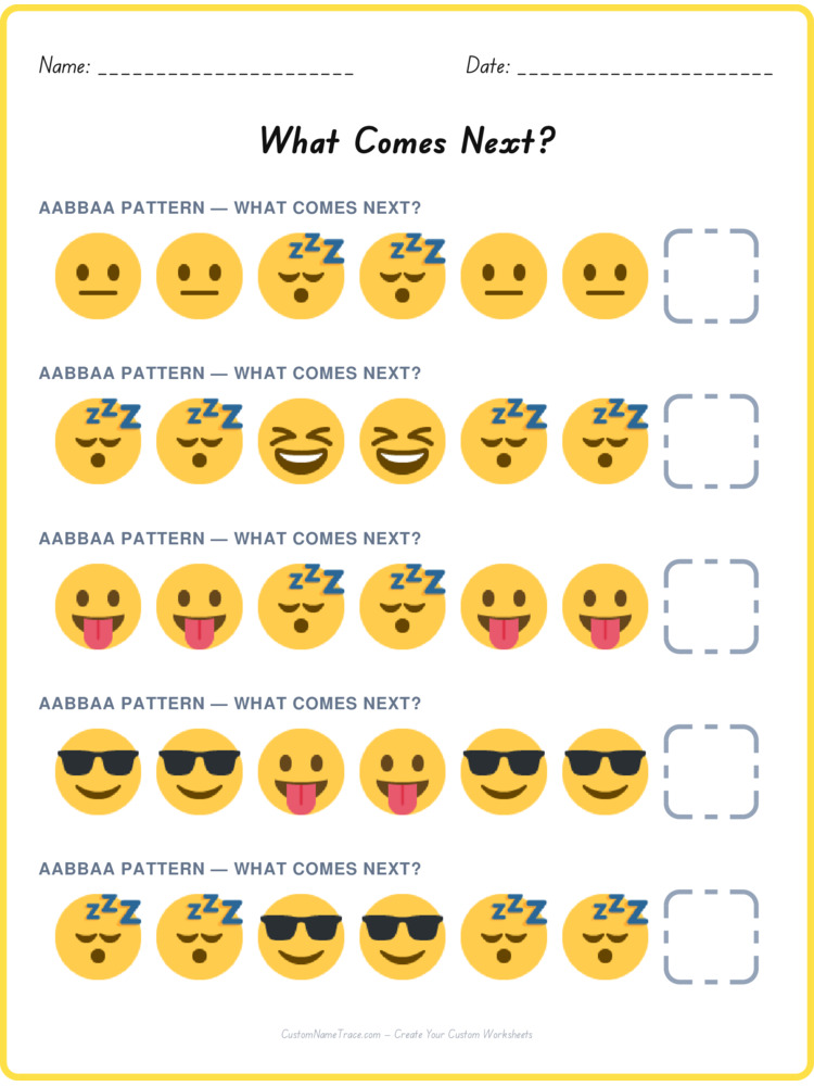 AABBAA pattern worksheet 8 for kids