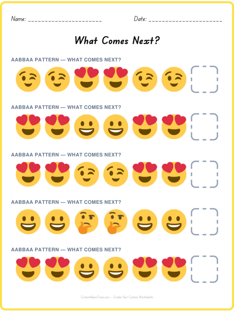 AABBAA pattern worksheet 9 for kids