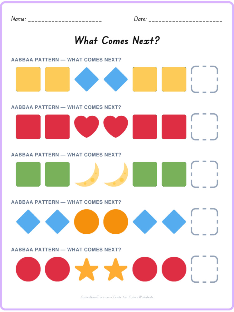 AABBAA pattern worksheet 10 for kids