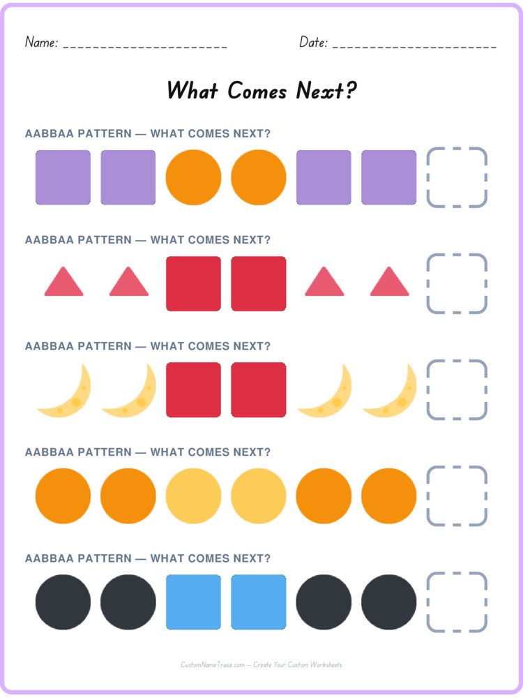 AABBAA pattern worksheet 14 for kids