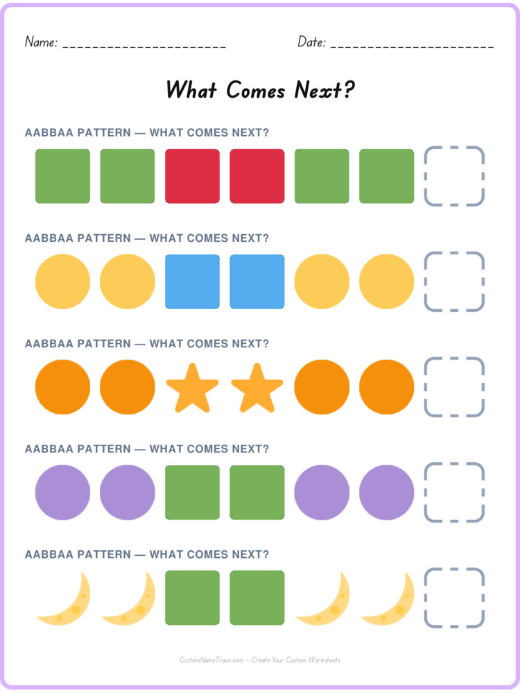 AABBAA pattern worksheet 15 for kids