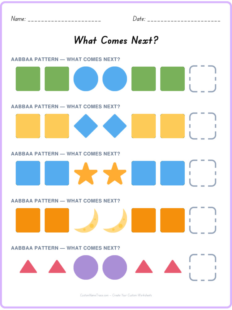 AABBAA pattern worksheet 17 for kids