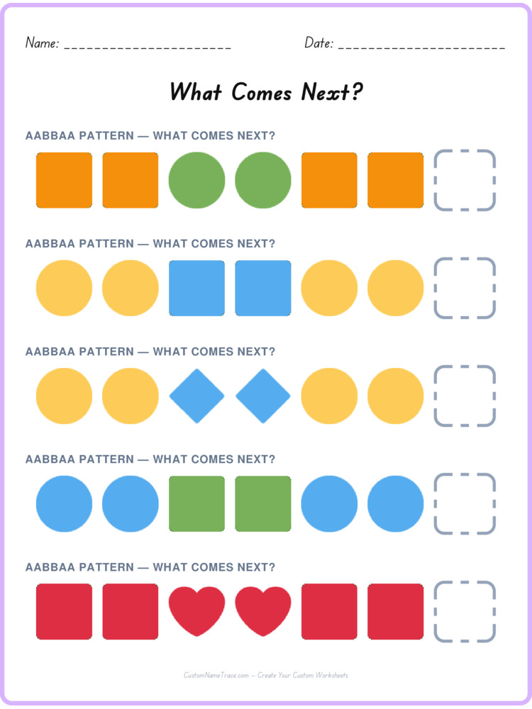 AABBAA pattern worksheet 19 for kids